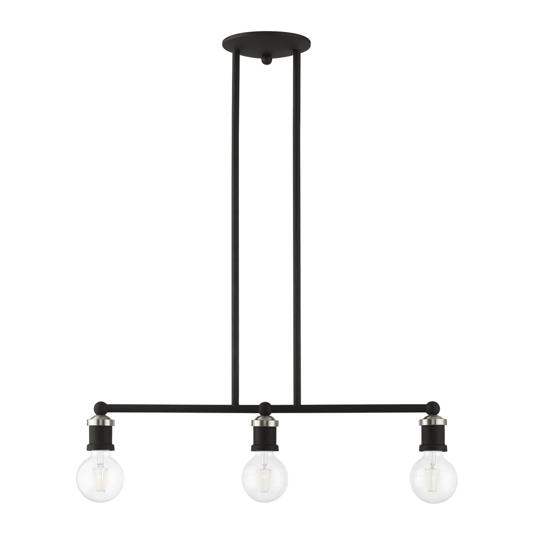3 Light Black With Brushed Nickel Accents Linear Chandelier
