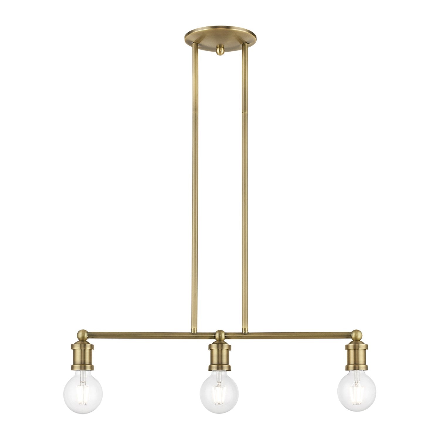 3 Light Antique Brass Linear Chandelier by Livex Lighting