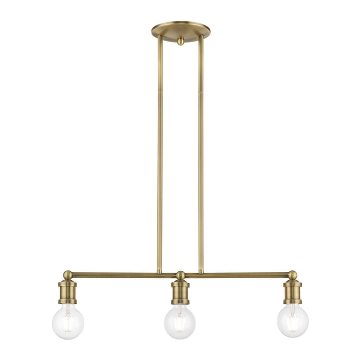 3 Light Antique Brass Linear Chandelier by Livex Lighting