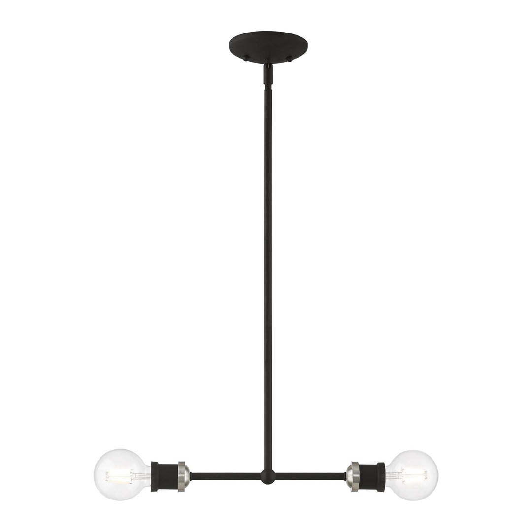 2 Light Black With Brushed Nickel Accents Linear Chandelier by Livex Lighting