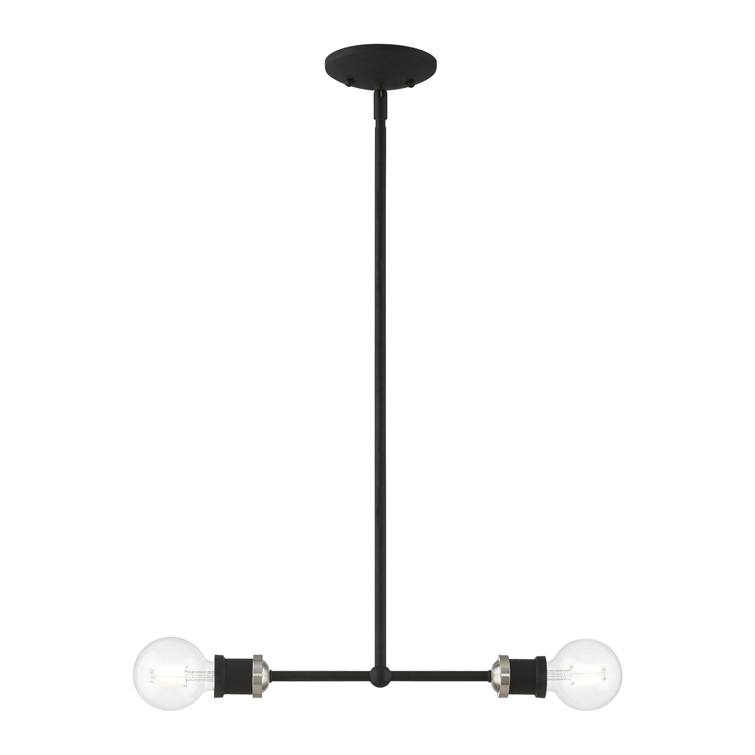 2 Light Black With Brushed Nickel Accents Linear Chandelier by Livex Lighting