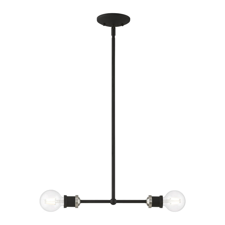 2 Light Black With Brushed Nickel Accents Linear Chandelier by Livex Lighting