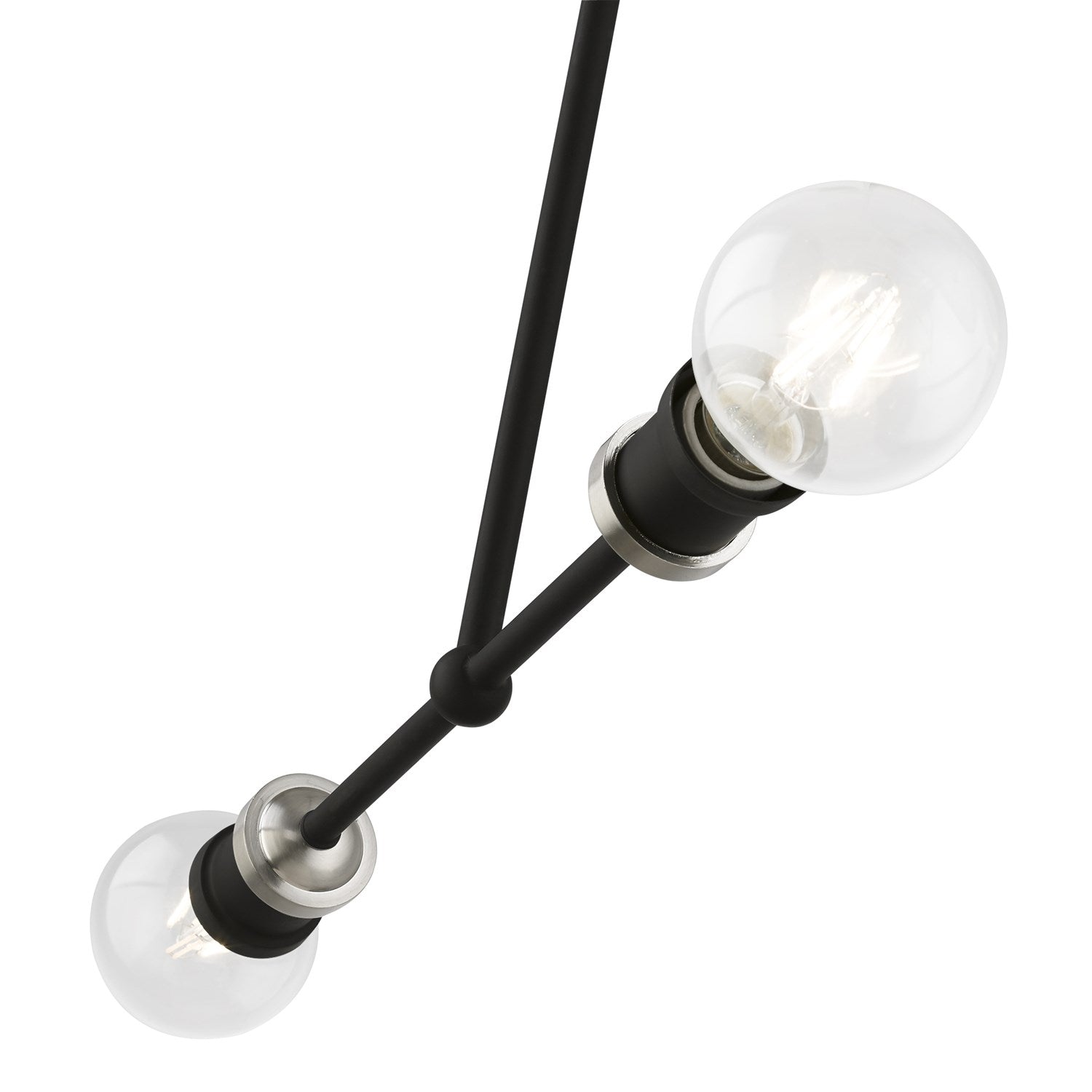 2 Light Black With Brushed Nickel Accents Linear Chandelier