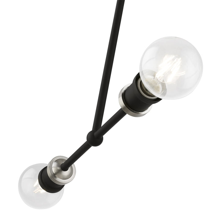 2 Light Black With Brushed Nickel Accents Linear Chandelier
