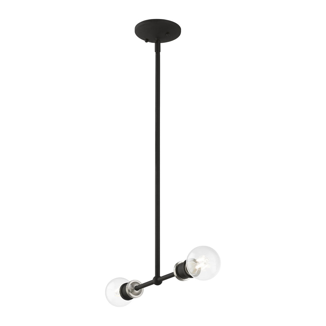 2 Light Black With Brushed Nickel Accents Linear Chandelier