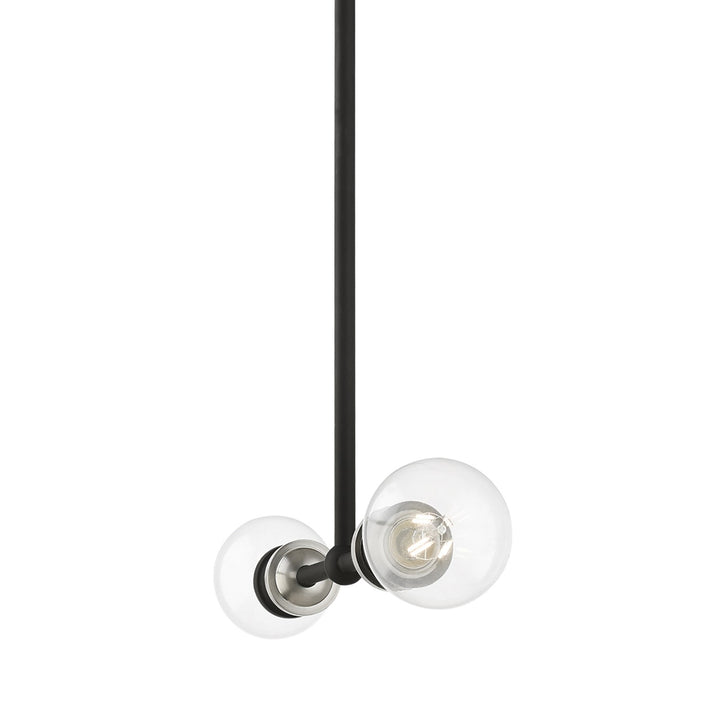 2 Light Black With Brushed Nickel Accents Linear Chandelier