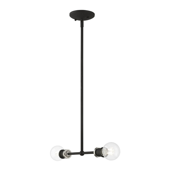 2 Light Black With Brushed Nickel Accents Linear Chandelier