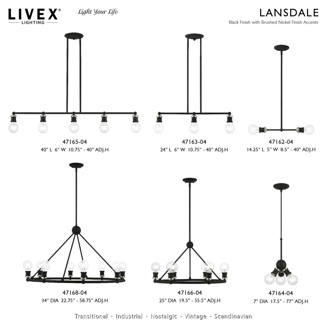 2 Light Black With Brushed Nickel Accents Linear Chandelier