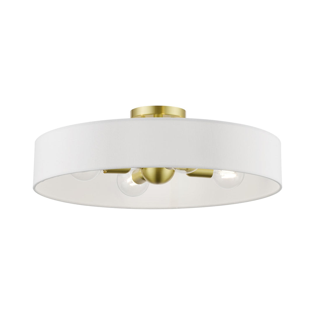 4 Light Satin Brass With Shiny White Accents Large Semi-Flush by Livex Lighting