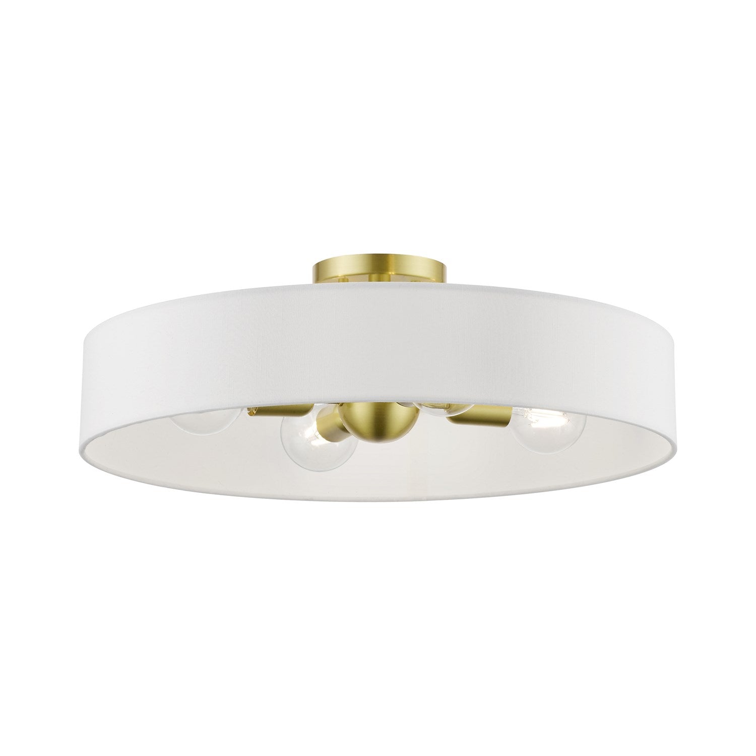 4 Light Satin Brass With Shiny White Accents Large Semi-Flush by Livex Lighting