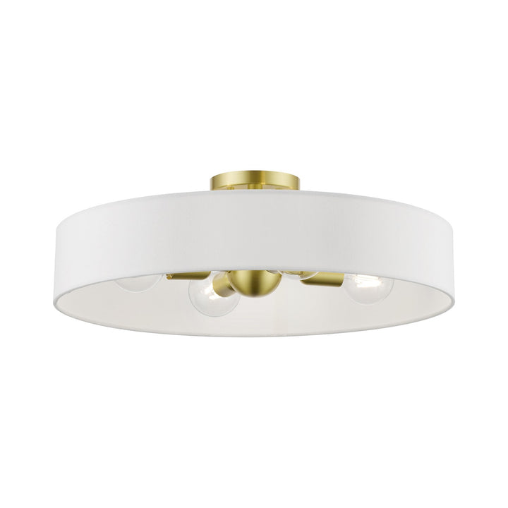 4 Light Satin Brass With Shiny White Accents Large Semi-Flush by Livex Lighting