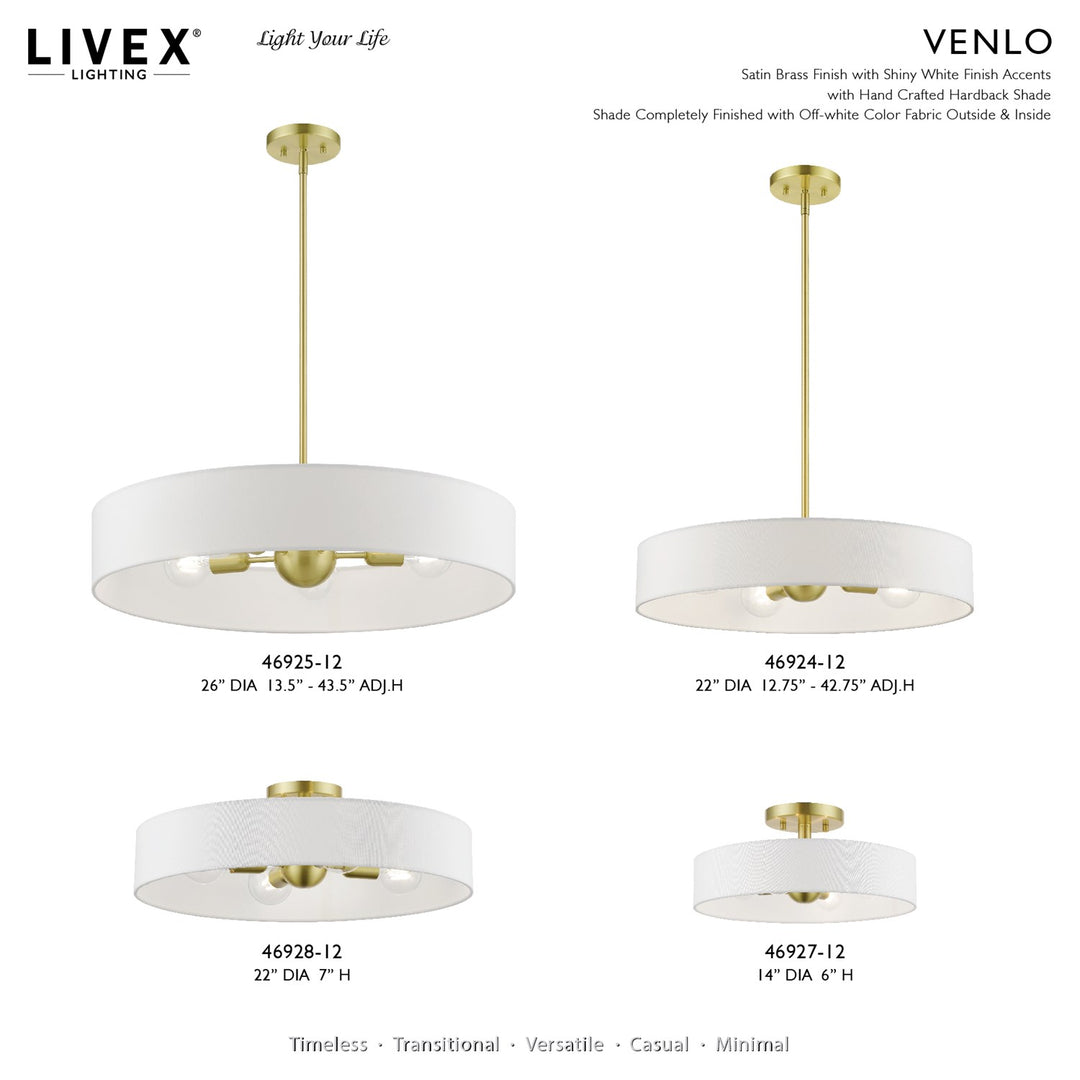 4 Light Satin Brass With Shiny White Accents Large Semi-Flush
