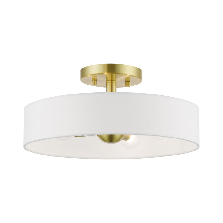 4 Light Satin Brass With Shiny White Accents Semi-Flush by Livex Lighting