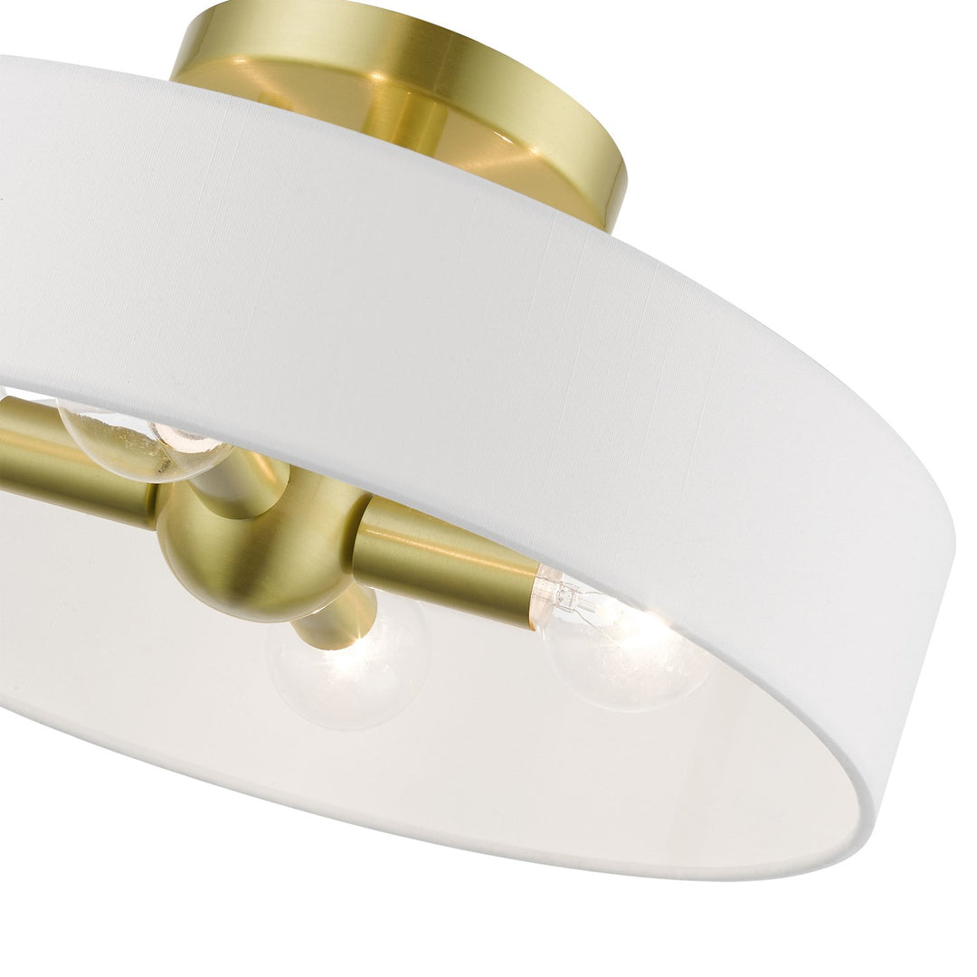 4 Light Satin Brass With Shiny White Accents Semi-Flush