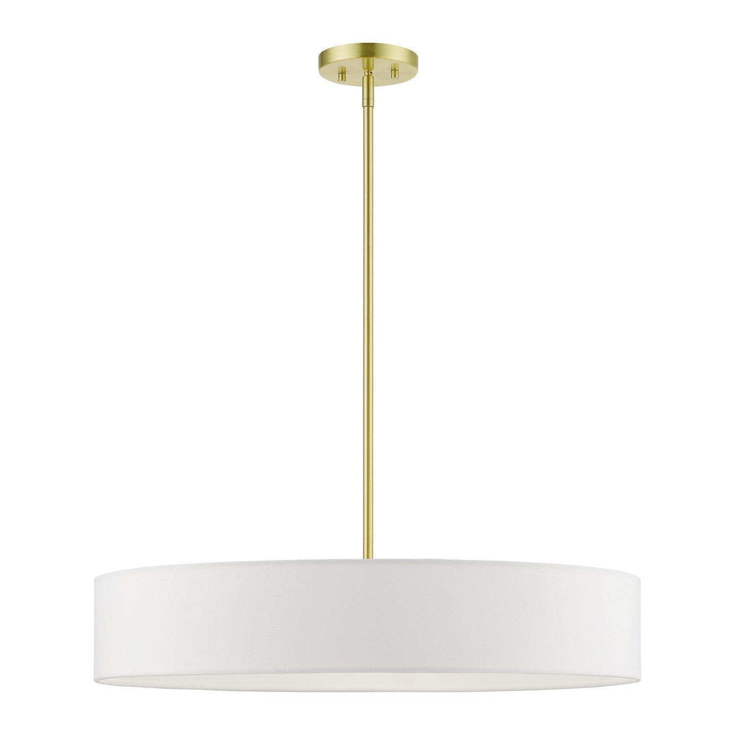 5 Light Satin Brass With Shiny White Accents Large Drum Pendant by Livex Lighting