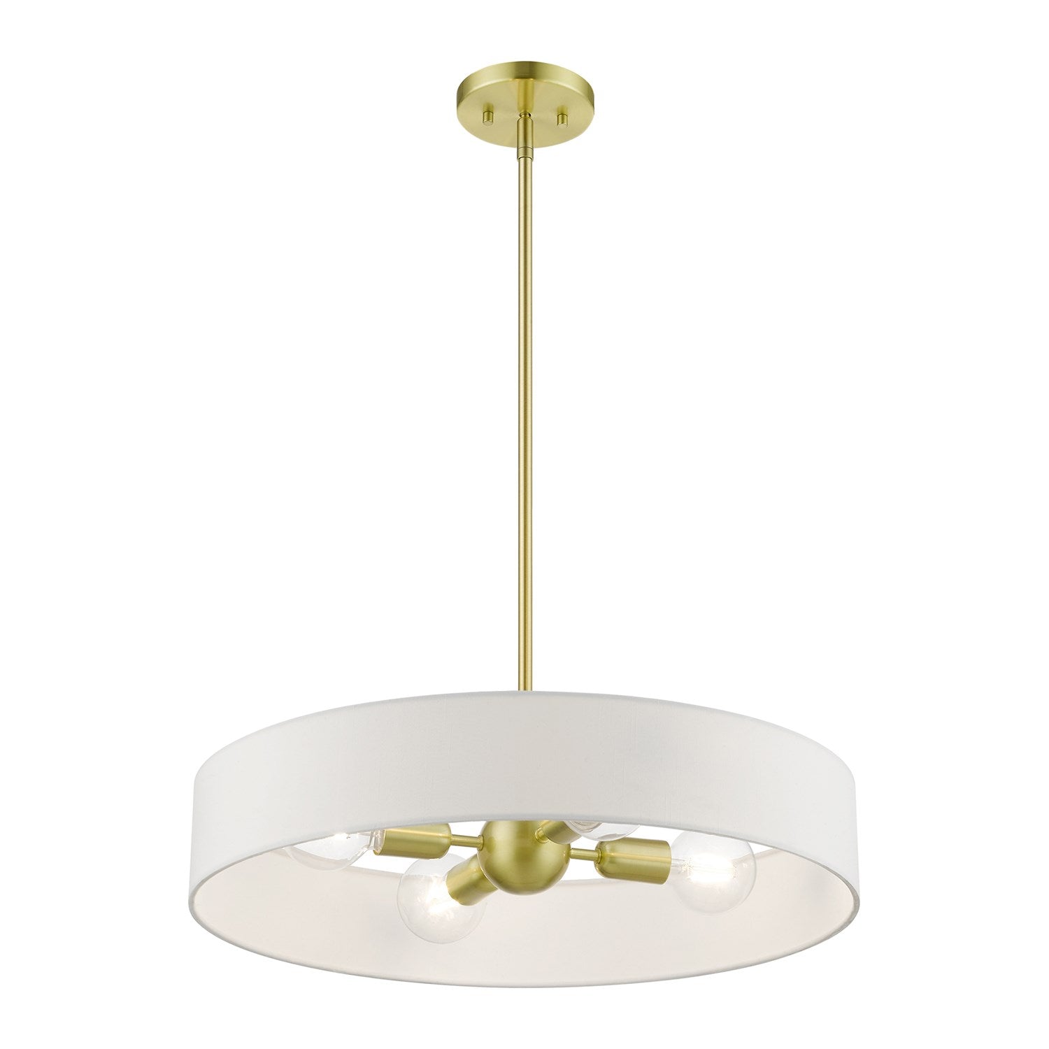 4 Light Satin Brass With Shiny White Accents Medium Drum Pendant