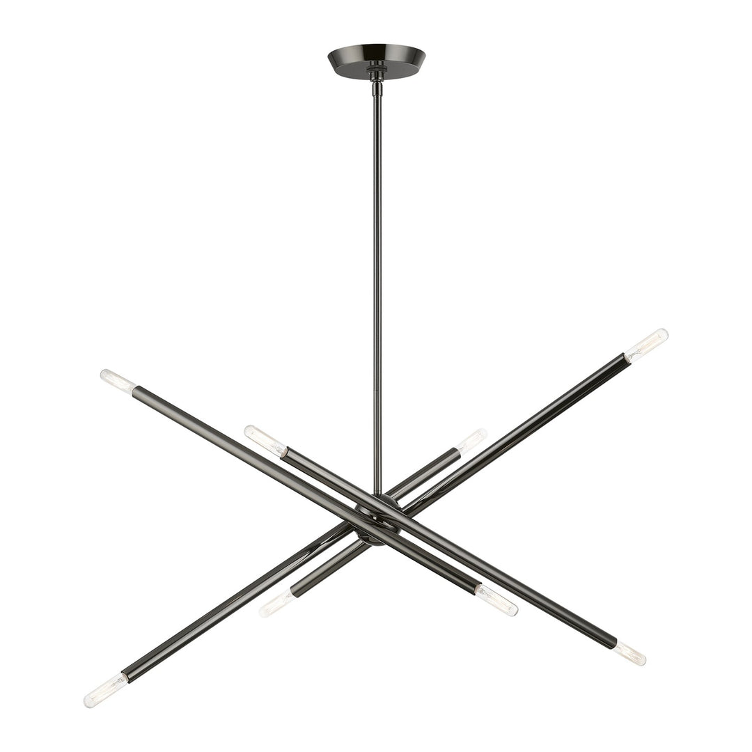 8 Light Black Chrome Linear Chandelier by Livex Lighting