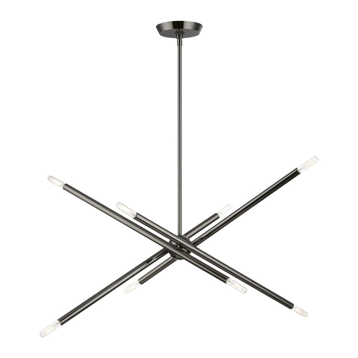 8 Light Black Chrome Linear Chandelier by Livex Lighting