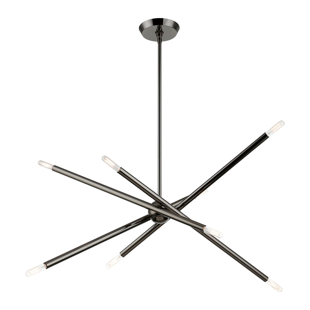 8 Light Black Chrome Linear Chandelier