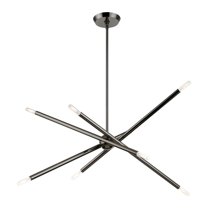 8 Light Black Chrome Linear Chandelier