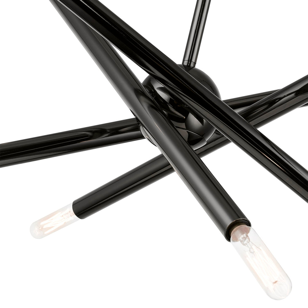 8 Light Black Chrome Linear Chandelier
