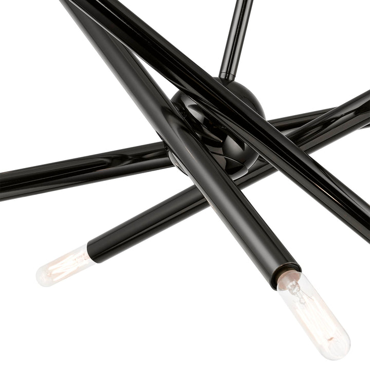 8 Light Black Chrome Linear Chandelier