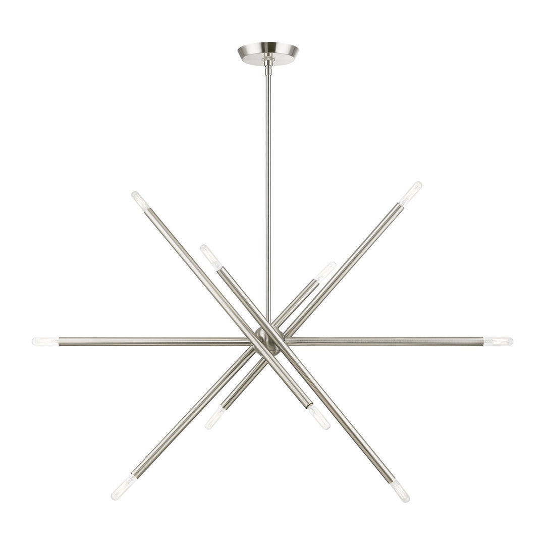 10 Light Brushed Nickel Linear Chandelier by Livex Lighting