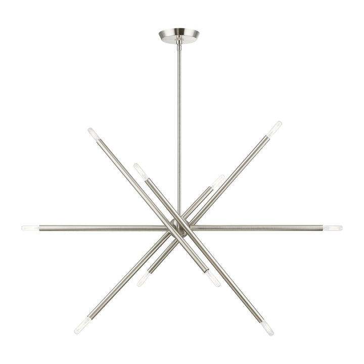 10 Light Brushed Nickel Linear Chandelier by Livex Lighting