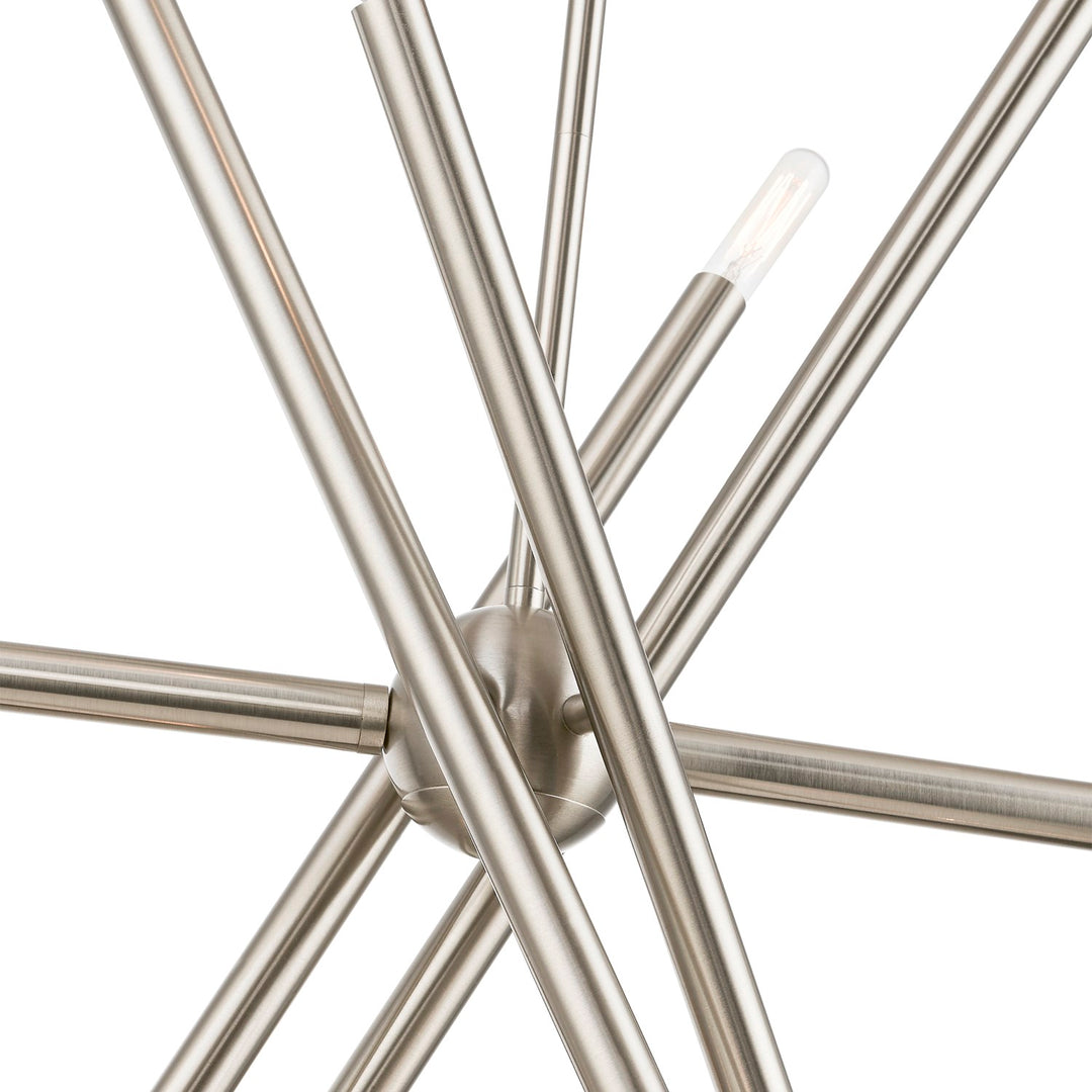 10 Light Brushed Nickel Linear Chandelier