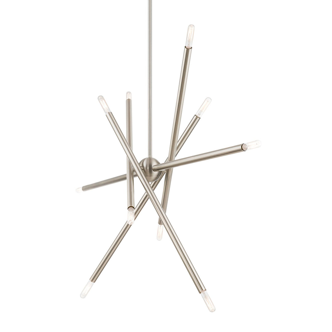 10 Light Brushed Nickel Linear Chandelier