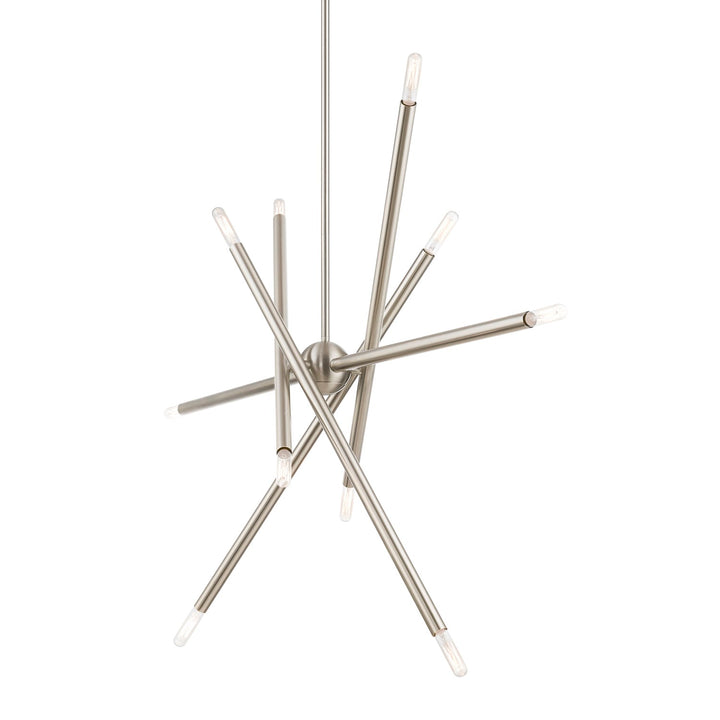 10 Light Brushed Nickel Linear Chandelier