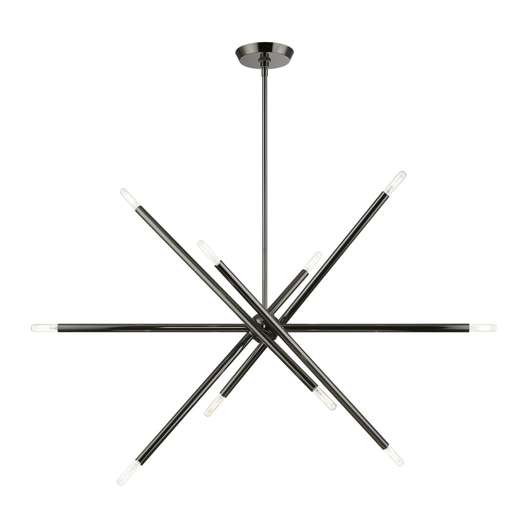 10 Light Black Chrome Linear Chandelier by Livex Lighting