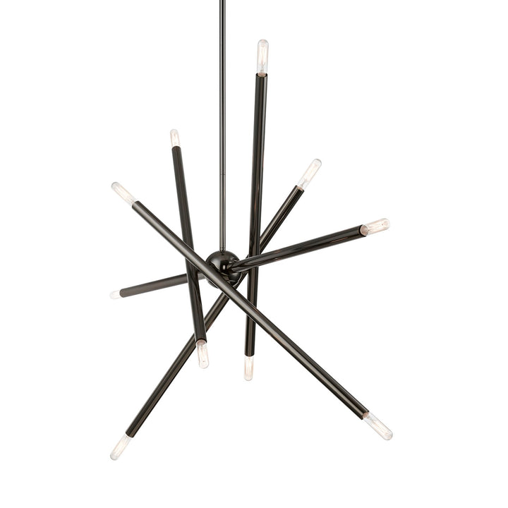 10 Light Black Chrome Linear Chandelier