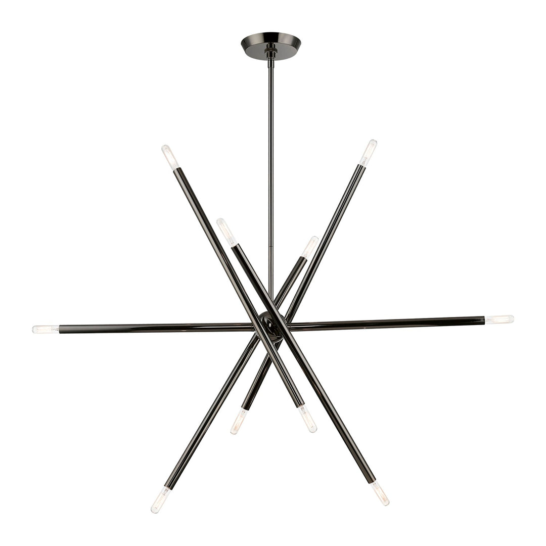 10 Light Black Chrome Linear Chandelier