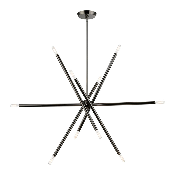 10 Light Black Chrome Linear Chandelier