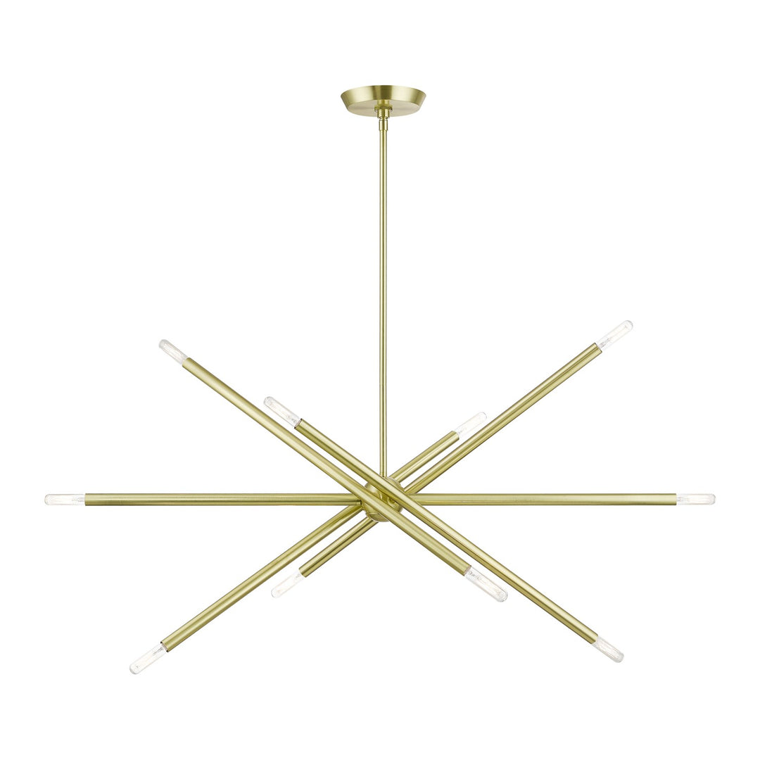 10 Light Satin Brass Linear Chandelier by Livex Lighting