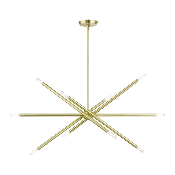 10 Light Satin Brass Linear Chandelier by Livex Lighting