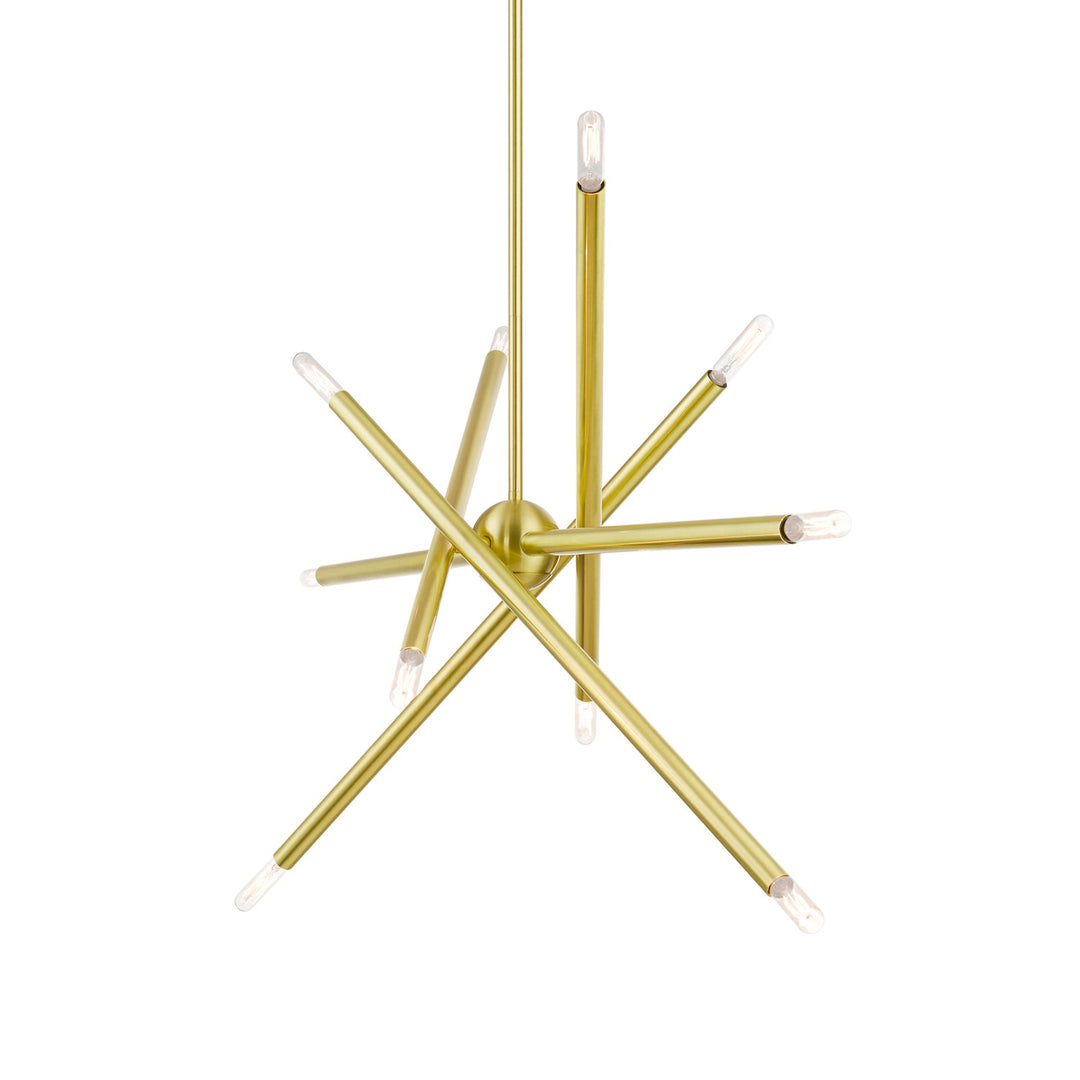 10 Light Satin Brass Linear Chandelier
