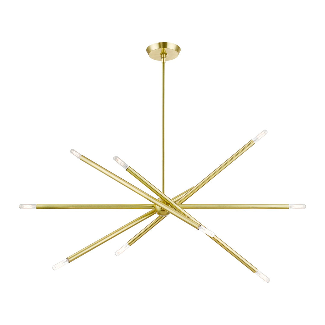 10 Light Satin Brass Linear Chandelier