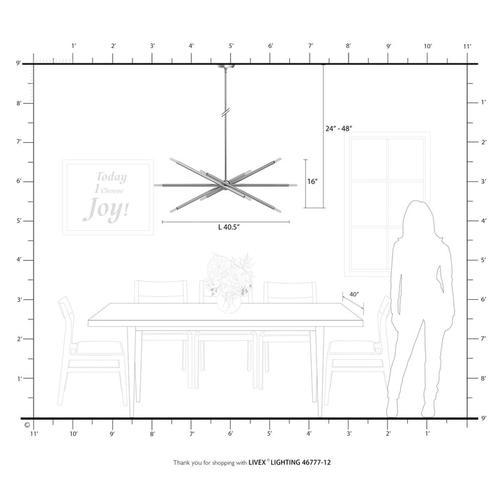 10 Light Satin Brass Linear Chandelier