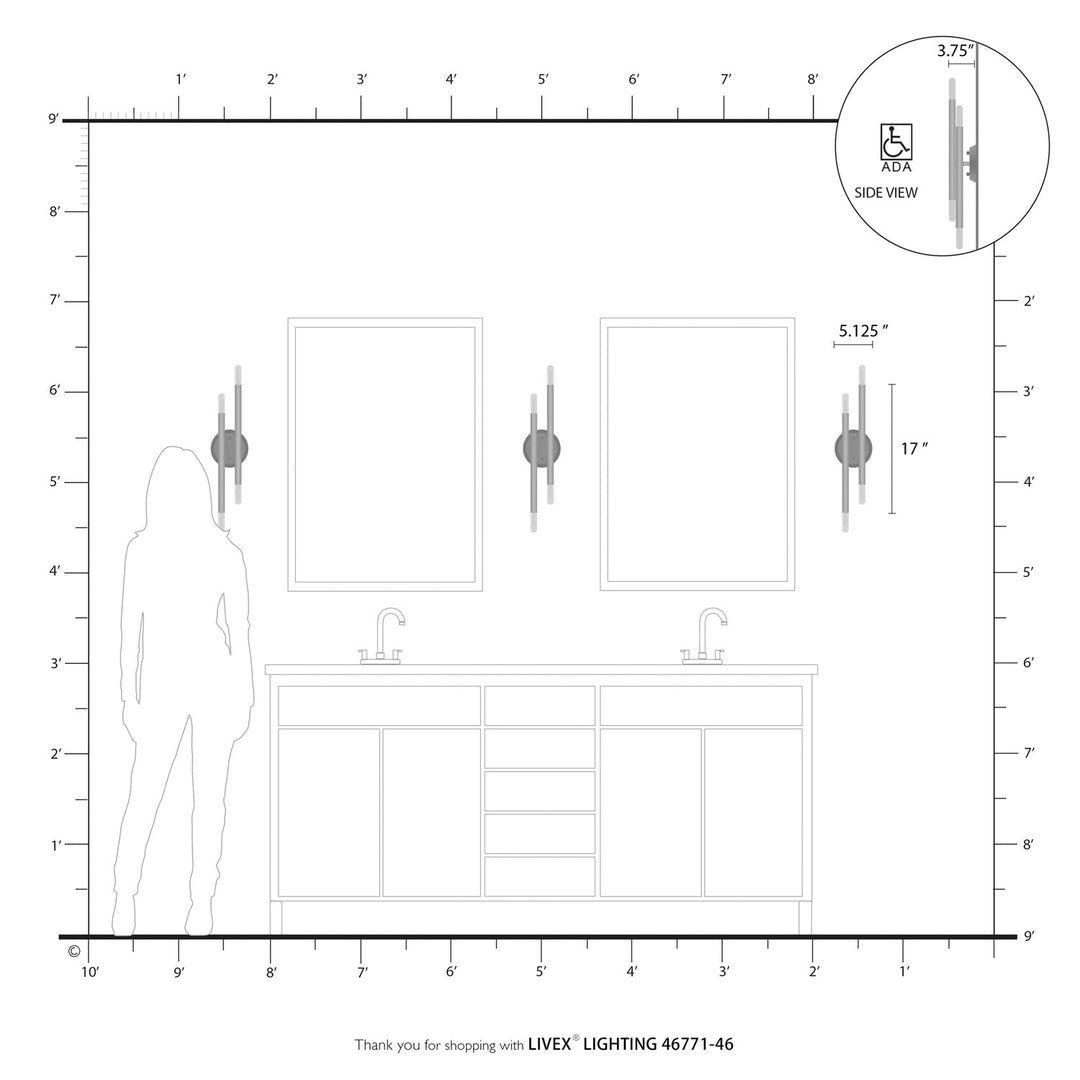 4 Light Black Chrome Ada Sconce
