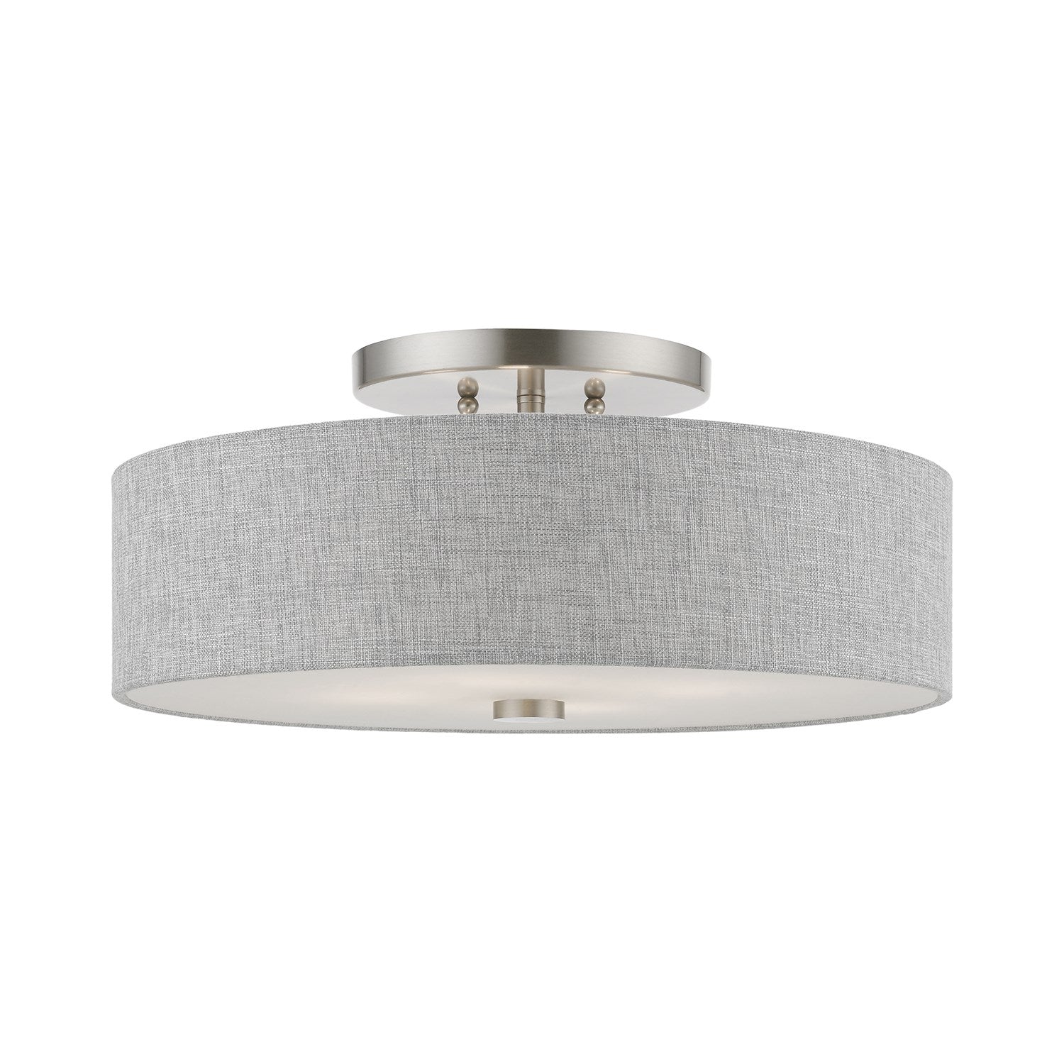 4 Light Brushed Nickel With Shiny White Accents Semi-Flush by Livex Lighting