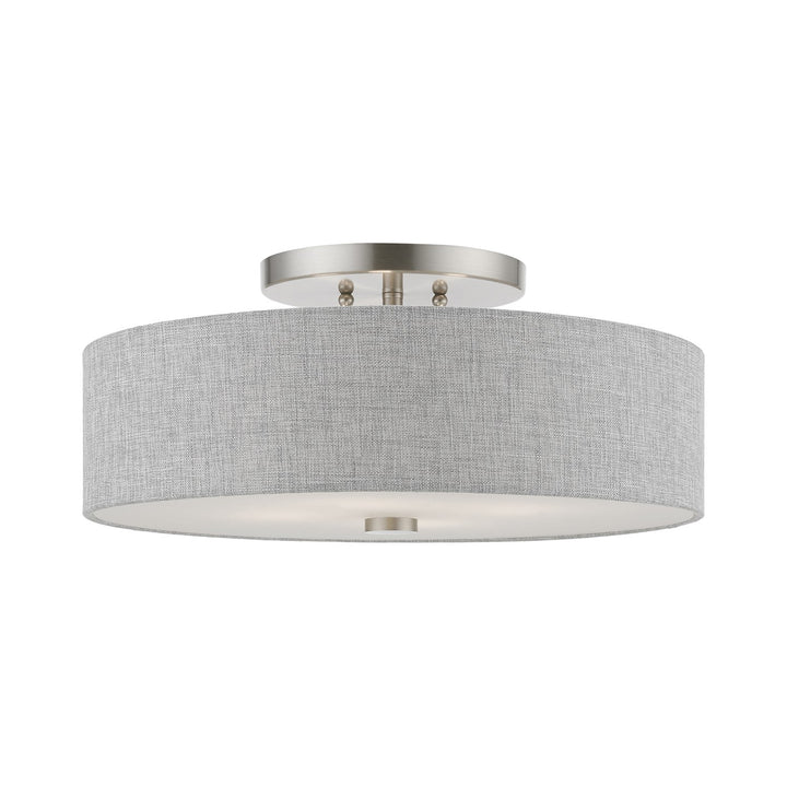 4 Light Brushed Nickel With Shiny White Accents Semi-Flush by Livex Lighting