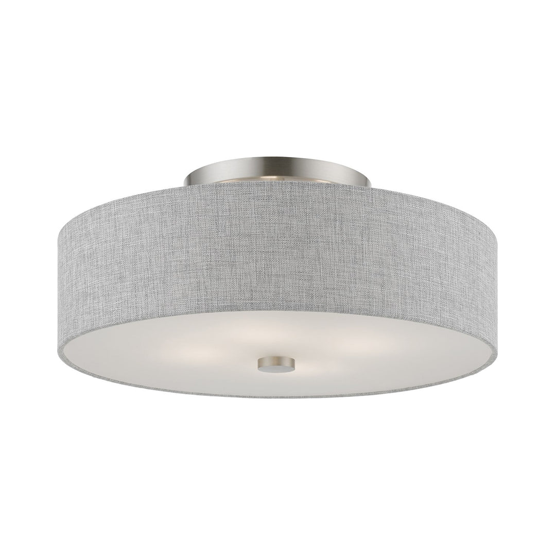 4 Light Brushed Nickel With Shiny White Accents Semi-Flush