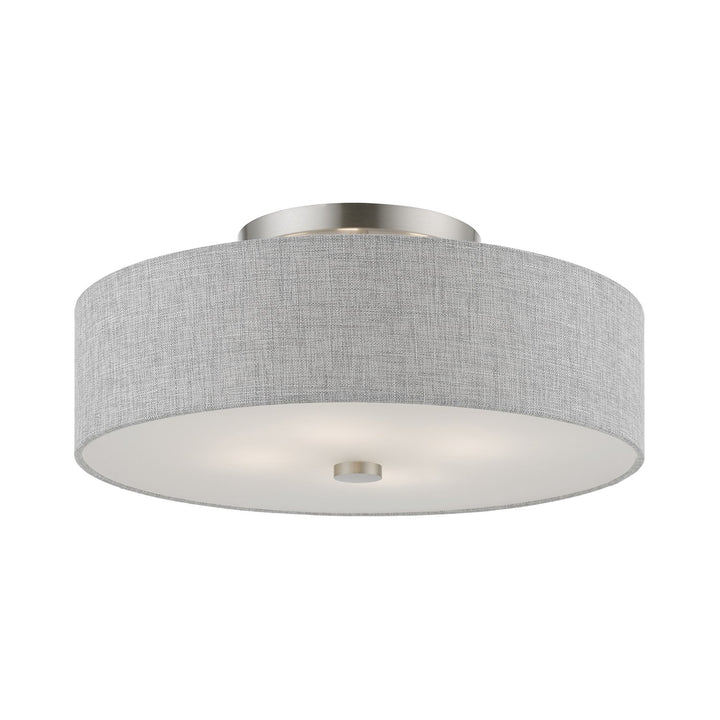 4 Light Brushed Nickel With Shiny White Accents Semi-Flush