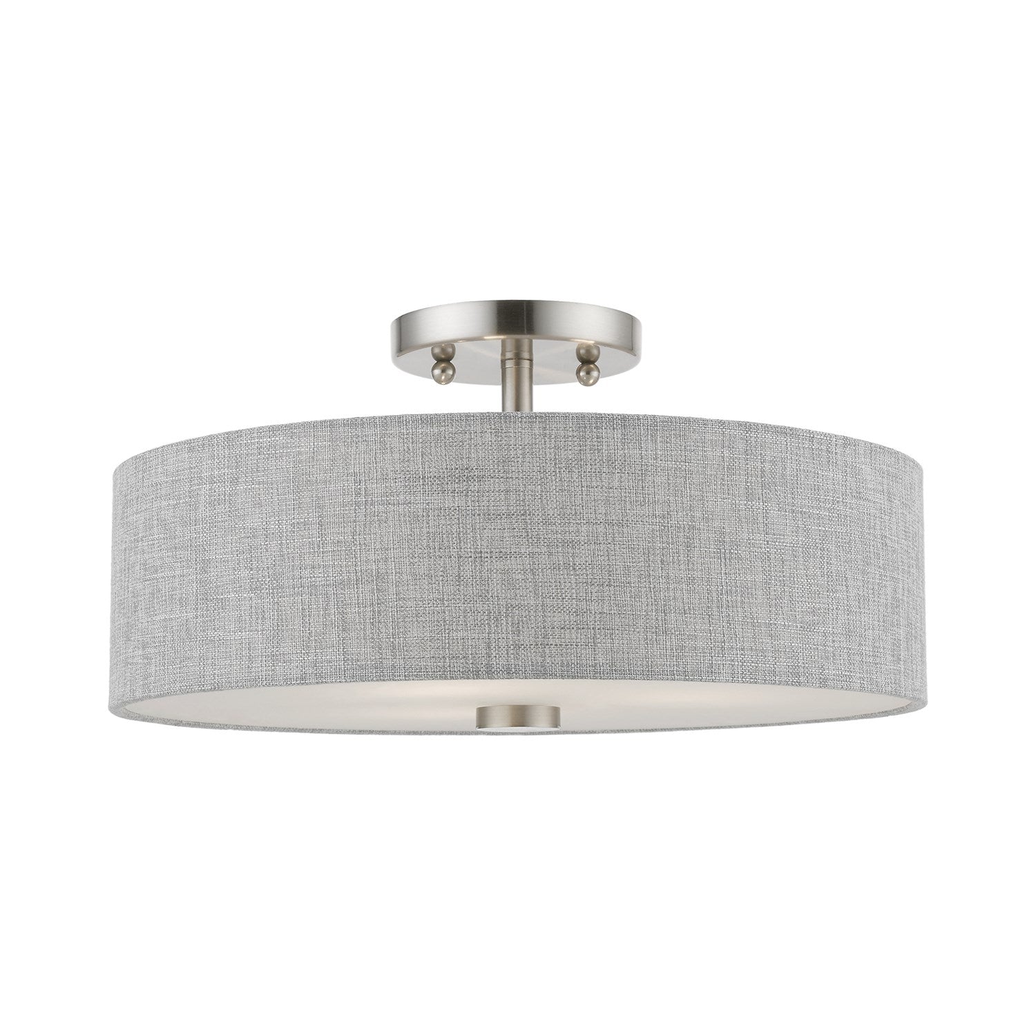 3 Light Brushed Nickel With Shiny White Accents Semi-Flush by Livex Lighting