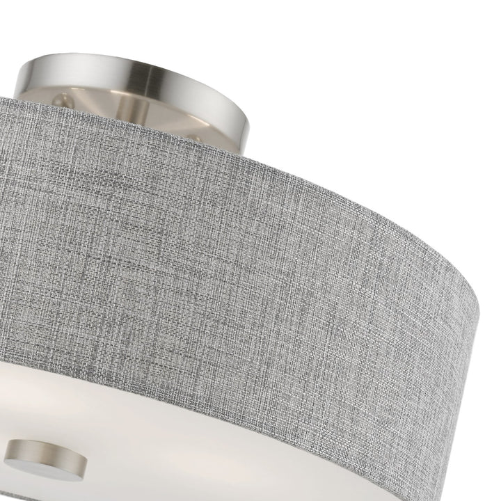3 Light Brushed Nickel With Shiny White Accents Semi-Flush