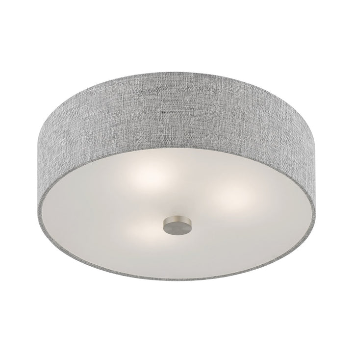 3 Light Brushed Nickel With Shiny White Accents Semi-Flush