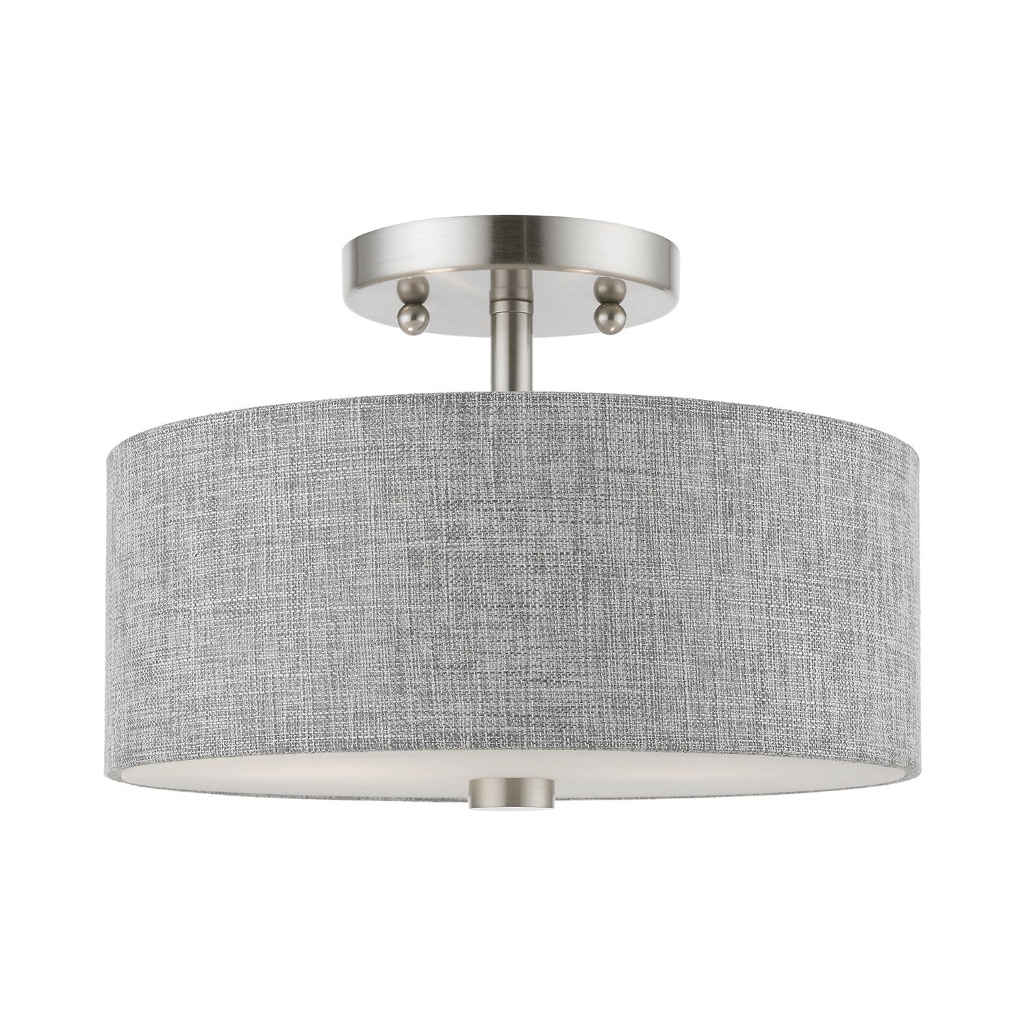 2 Light Brushed Nickel With Shiny White Accents Semi-Flush by Livex Lighting