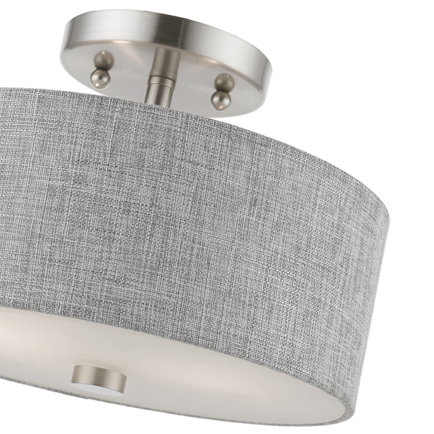 2 Light Brushed Nickel With Shiny White Accents Semi-Flush